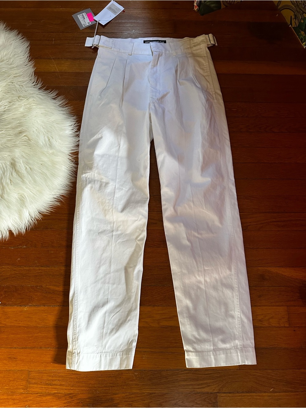 White Men’s Pleated Cotton Pants - Classic Tailored Fit Department Five Italy